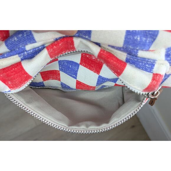 Mad Love Belt Bag Red Blue Checkered Crossbody Fanny Pack Festival  Streetwear - Picture 9 of 11